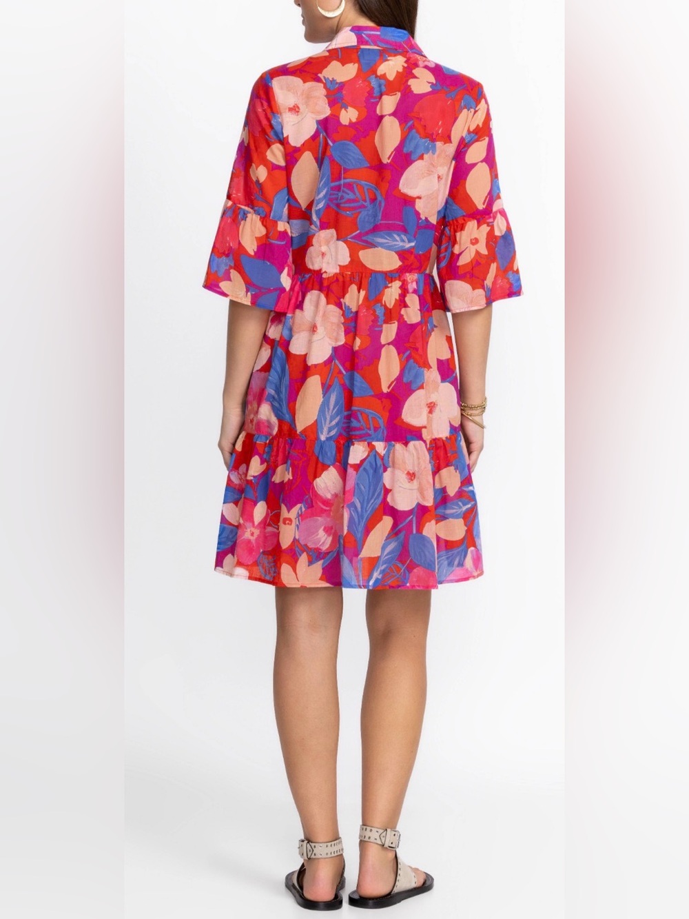 Johnny Was Giverney Gardens Ruffle Sleeve Dress Cover Up Size S - Picture 3 of 6